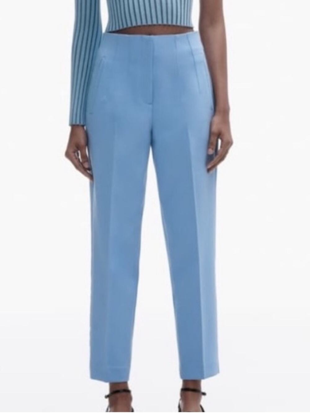 Zara High Waisted Ankle Trouser Pants Blue Size XS NEW